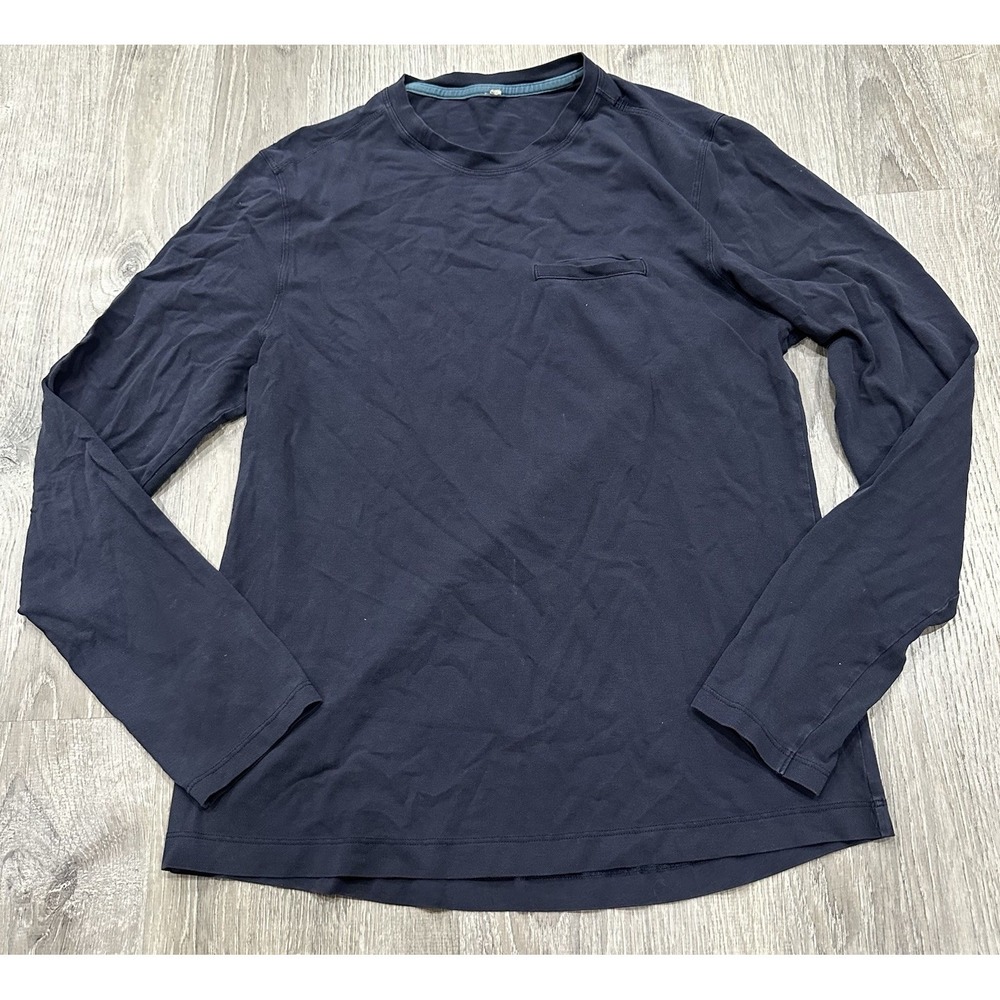 Lululemon Long Sleeve Shirt Men's M Blue Pocket Gym Running Performance Shirt